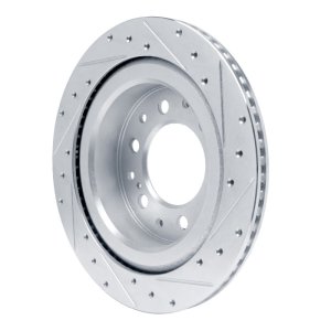 Lexus LX600 Brake Rotor (1) - Rear Left - R1 Concepts - Drilled & Slotted - Silver - `22-`25